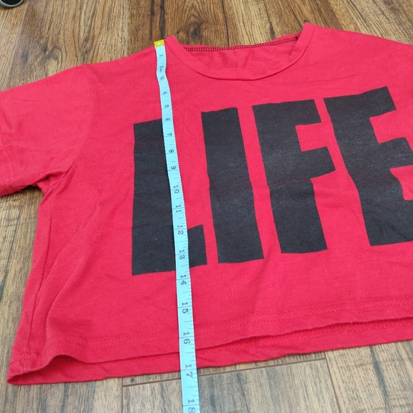 Life Graphic Print Crop Top T Shirt in Red - Picture 6 of 6